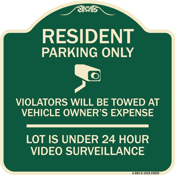 Signmission Reserved Parking Resident Parking Only Violators Will Be Towed at Owners Expense Lot, G-1818-23035 A-DES-G-1818-23035 - main